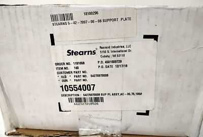 Stearns 5-42-7097-00-08 Size 8 Coil 35/75/105 LB-FT NEMA 2 / 4X AC Support Plate