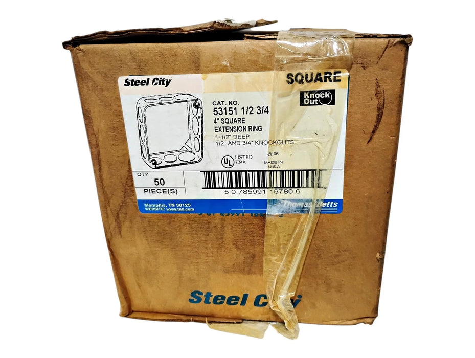 Thomas & Betts 53151 1/2 3/4 4" Square Extension Ring - Box of 50