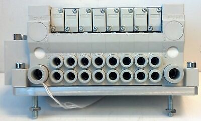 SMC VV5Q11-08C6FU0-NS-X50US Valve Manifold Base w/ VQ1201N-51 VQ1301N-51 Valves