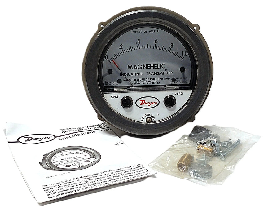 Dwyer 605-1C Magnehelic 0-1.0 inH2O 1/8 NPT Differential Pressure Gauge