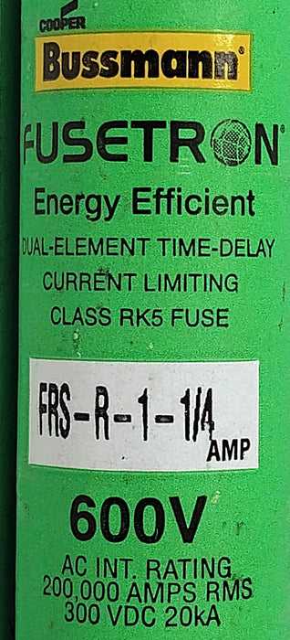 Bussmann FRS-R-1-1/4 600VAC/3000VDC 1.25 A Current-Limiting Time-Delay Fuses