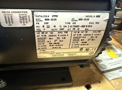 NIDEC US Motors U7P2D AS68 230/460 V AC 1765 RPM 7.5 HP Motor