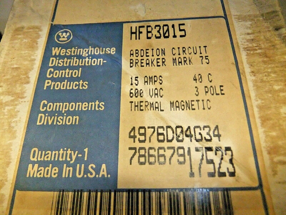 Westinghouse HFB3015 Circuit Breaker