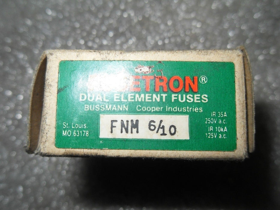 7 Bussmann Fusetron FNM-6/10 250V Dual Element Fuses