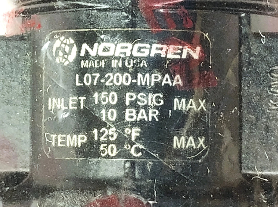 Norgren L07-200-MPAA 14 SCFM 150 psig Air Line Lubricator w/ 1/4 in NPT Ports