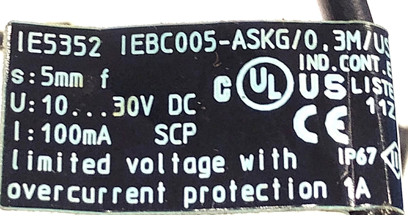 Efector IEBC005-ASKG/0.3M/US IE5352 10-30 V DC Inductive Proximity Sensor