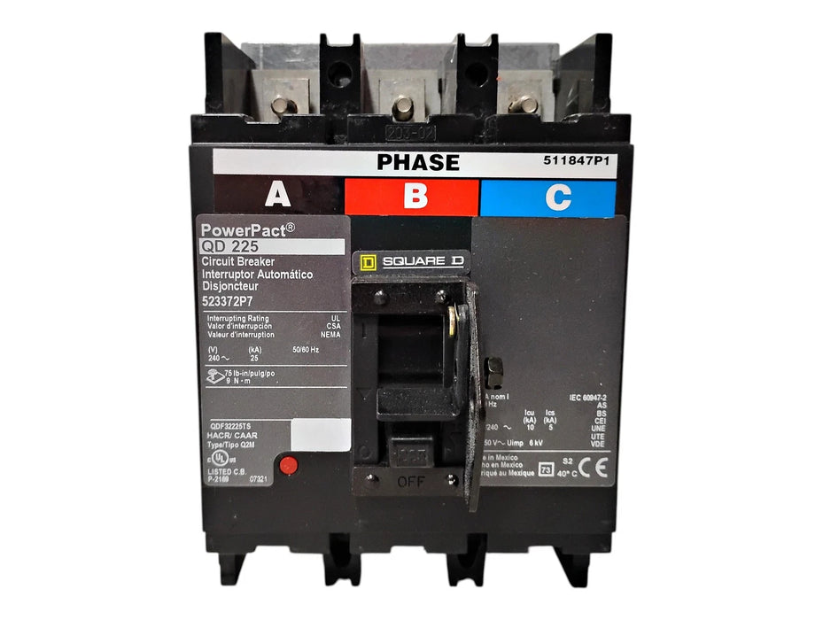 Square D 523372P7 QDF32225TS 225 A PowerPact Circuit Breaker