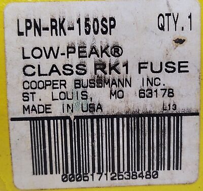 Bussmann LPN-RK-150SP LOW-PEAK 150 A Class RK1 Time-Delay Current-Limiting Fuse