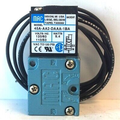 MAC Valves 45A-AA2-DAAA-1BA 110/120 V AC 1/8" NPTF 120 PSI 4-Way Solenoid Valve