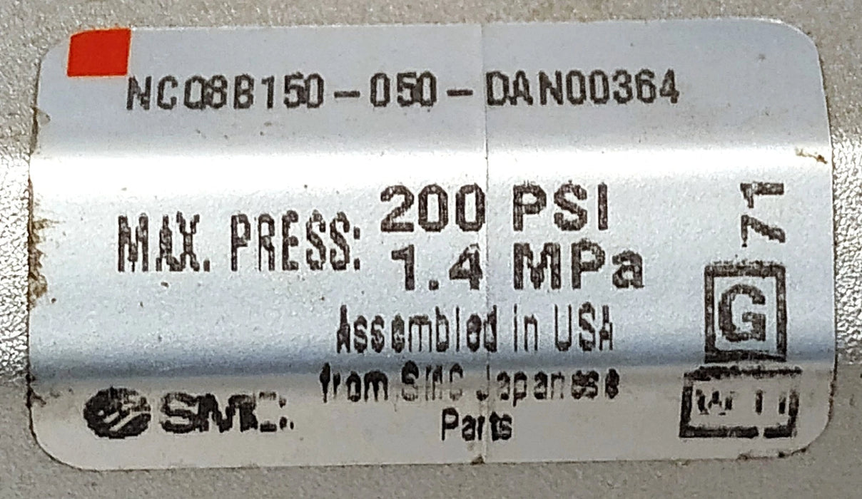 SMC NCQ8B150-050-DAN00364 200 psi Double-Acting Pneumatic Compact Cylinder