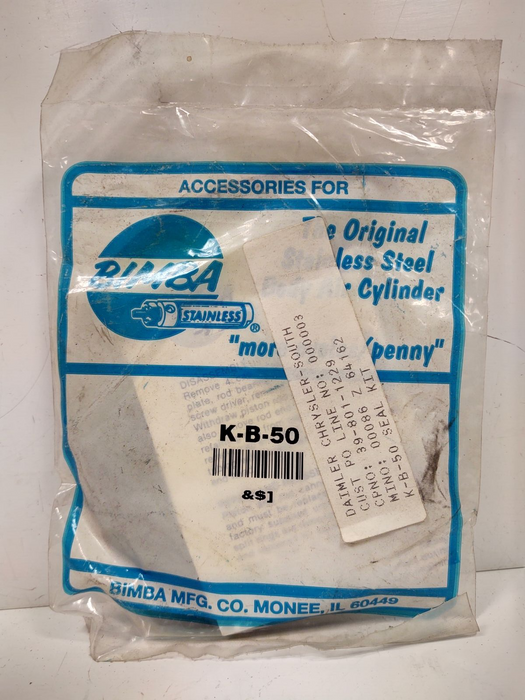 Bimba K-B-50 2.5 Inch Pneumatic Double Wall Cylinder Repair Kit