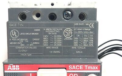 ABB T1NQ060TLA 60 A 3 P SACE TMAX T1N Thermal Magnetic Circuit Breaker
