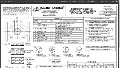 Jacoby-Tarbox 910-FA 316SS Flapper Valve with Sight Glass