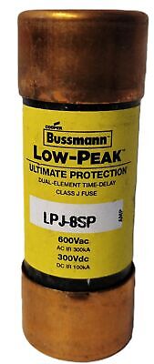 Bussmann LPJ-8SP 600 V AC / 300 V DC 8 A Low-Peak Time-Delay Fuse - Lot of 3