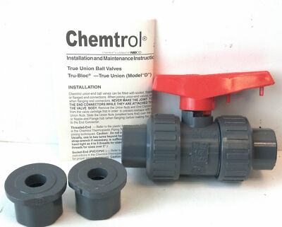 NIBCO Chemtrol U45TB-V-1/2 U45TB-V 1/2" PVC Model D True Union Ball Valve