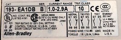 Allen-Bradley 193-EA1DB 1-2.9A Adjustable Overload Protection Relay w/ 193-EPM1
