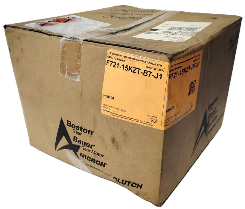 Boston Gear F721-15KZT-B7-J1 15:1 140TC/180C 7/8" Bore Worm Gear Speed Reducer