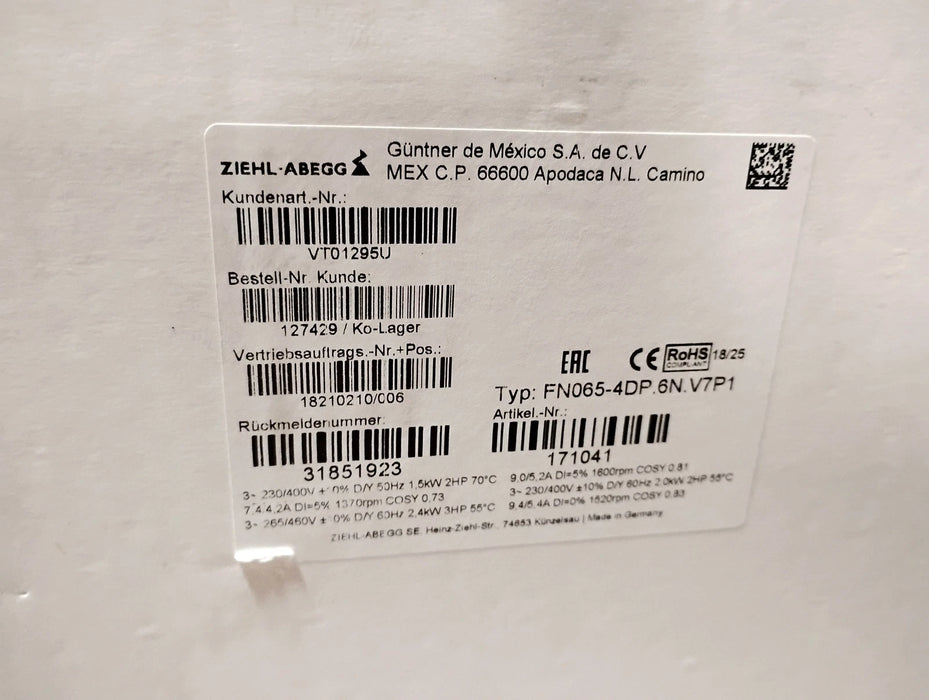 Guntner FN065-4DP.6N.V7P1 VT01295U 3 PH 230/460 V 3 HP 1600 RPM Fan