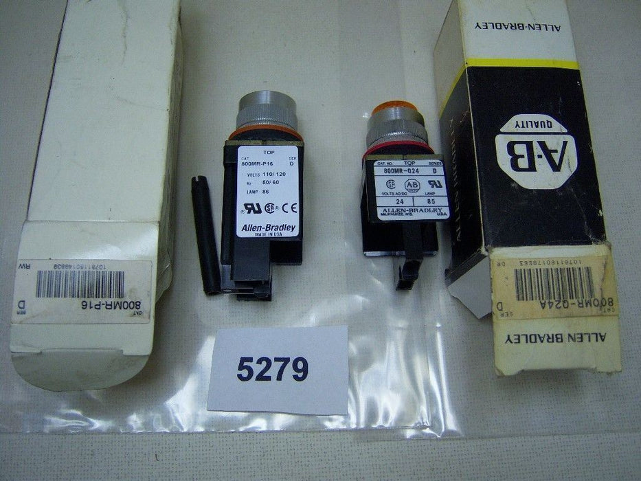Lot of 2 Allen-Bradley Pilot Lights 800MR-P16 800MR-Q24A