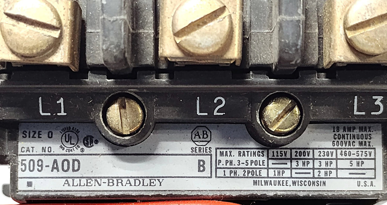 Allen-Bradley 509-AOD Ser B NEMA 0 Full Voltage Non-Reversing Starter