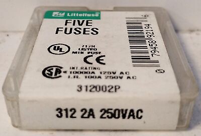 Littelfuse 312002P 250 V AC 2 A Fast-Acting Glass Fuses - Lot of 15