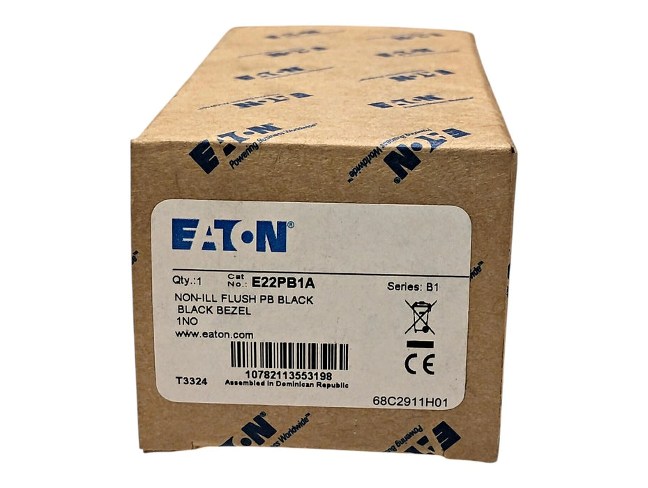 Eaton E22PB1A Series B1 22 mm Black Flush Head Momentary Pushbutton