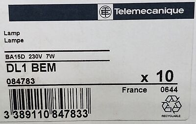 Telemecanique DL1BEM BA15D 230V 7W Incandescent Panel Indicator Lamps