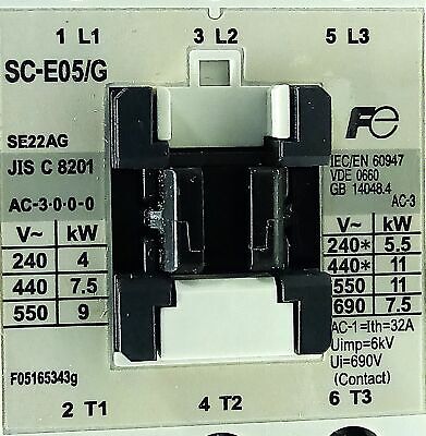 Fuji Electric SC-E05/G 690 V 32 A IEC Contactor w/ 24 V DC Coil