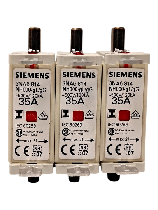 Siemens 3NA6814 500 V AC 35 A Fuse Links