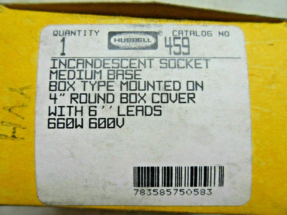 Hubbell 459 Incandescent Bulb Socket Medium Base
