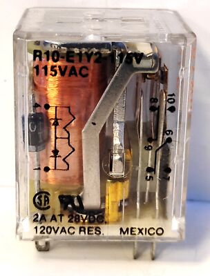 AMP R10-E1Y2-115V 115 V AC 2 A @ 28 V DC DPDT Plug-in Ice Cube Relay