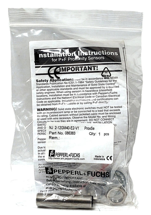 Pepperl Fuchs NJ2-12GM40-E2-V1 10-60 V DC Inductive Proximity Sensor