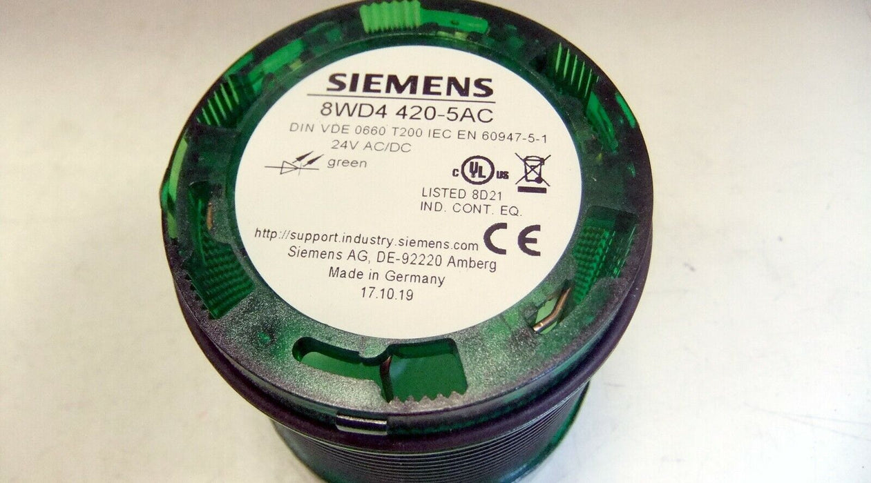 Siemens LED Continuous Light 24v AC/DC 8WD4 420-5AC Green