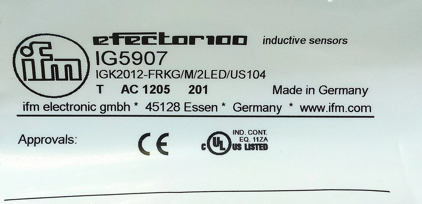 Efector IGK2012-FRKG/M/2LED/US-104 IG5907 10-36 V DC Inductive Proximity Sensor