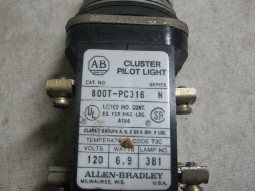 1 Allen-Bradley 800T-PC316 CLUSTER PILOT LIGHT