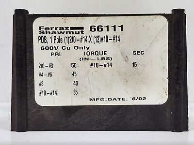 Ferraz Shawmut 66111 Distribution Block