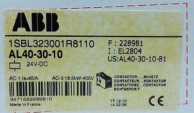 ABB AL40-30-10 1SBL323001R8110 690 V AC IEC Contactor w/ 24 V DC Coil