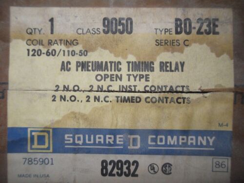 1 Square D 9050-BO-23E PNEUMATIC TIMING RELAY