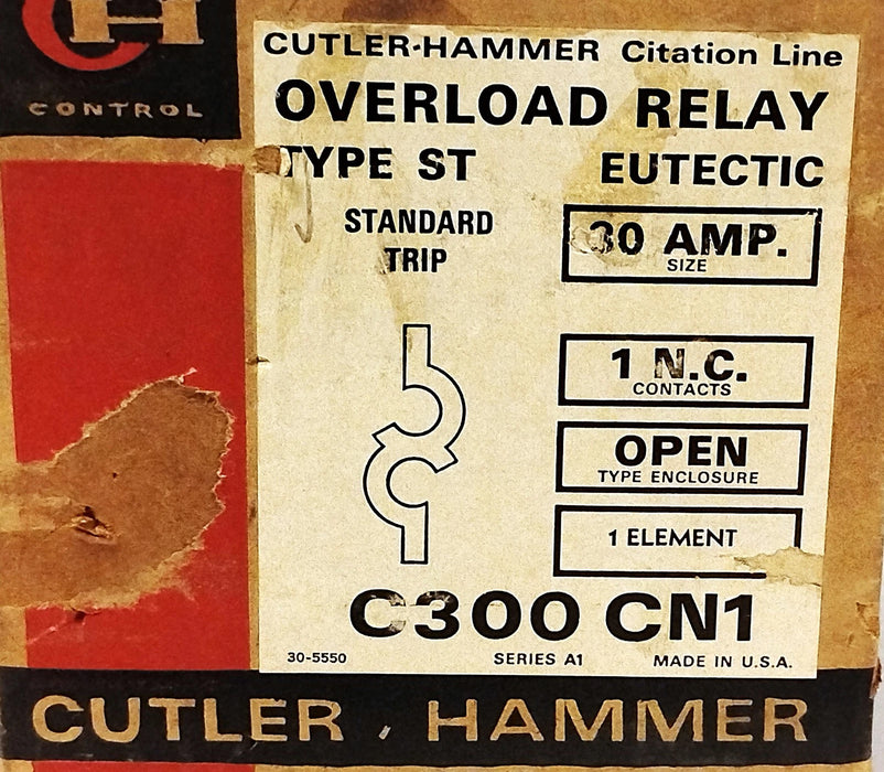 Cutler-Hammer C300 CN1 Type ST 600 V AC 30 A Eutectic Alloy Overload Relay