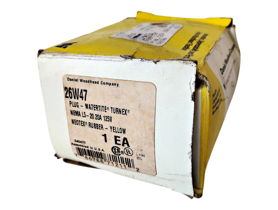 Woodhead 26W47 125 V 20 A L5-20 NEOTEX Watertite Turnex Plug