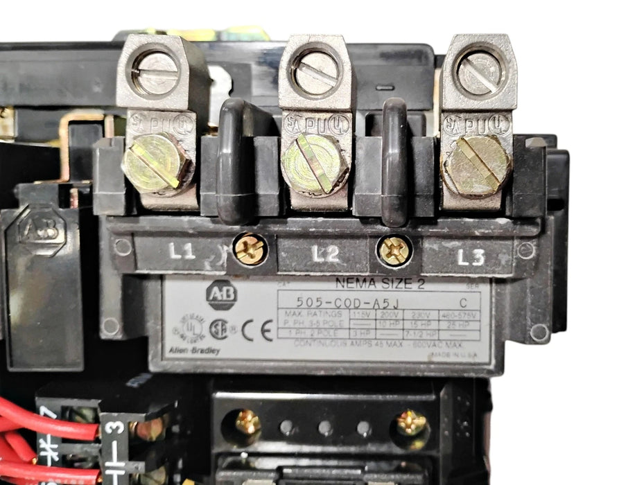 Allen-Bradley 505-COD-A5J Ser C 110/120 V 14-45 A Size 2 Reversing Starter