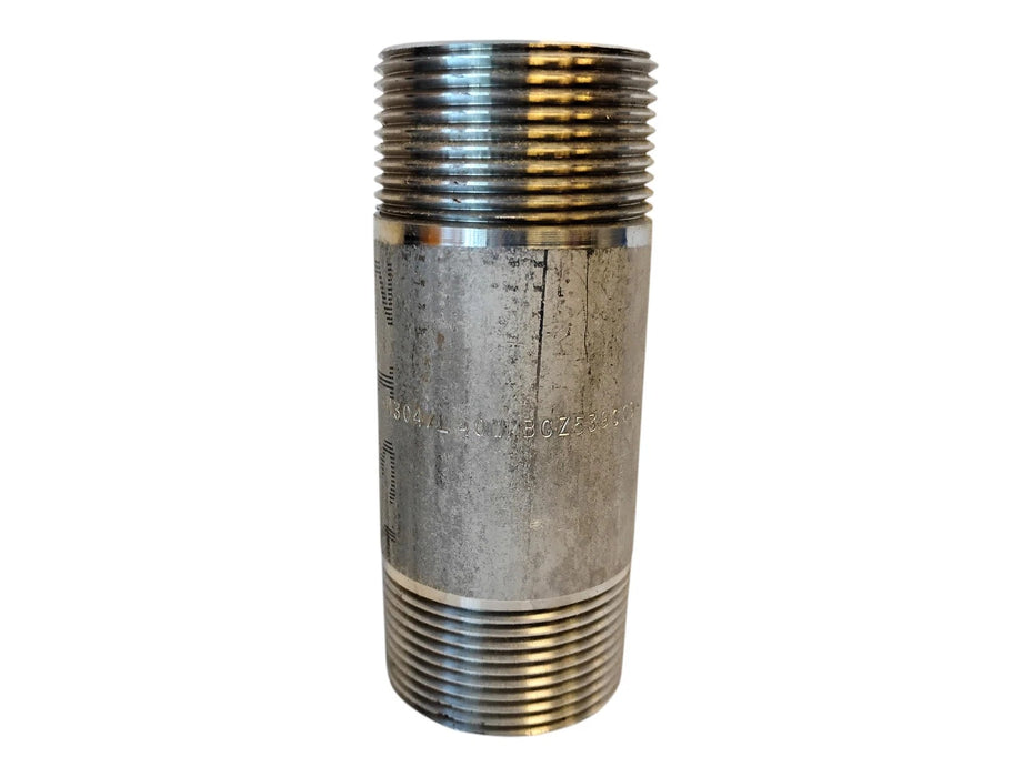 Merit Brass 4020-400 1-1/4" x 4" L MNPT Sch 40 304 Stainless Steel Pipe Nipple