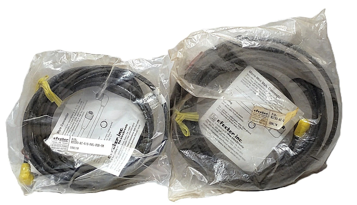 Efector MICRO-AC-X/X-ROL-PUR-5M U80170 PLC Cable w One 3-Pin Connector