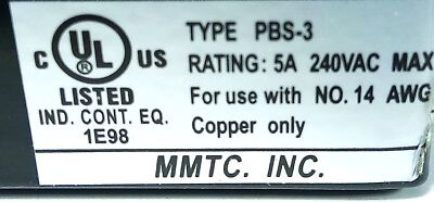 MMTC PBS-3 02-103 240 V AC 5 A NEMA 1 Pushbutton Station for Garage Door