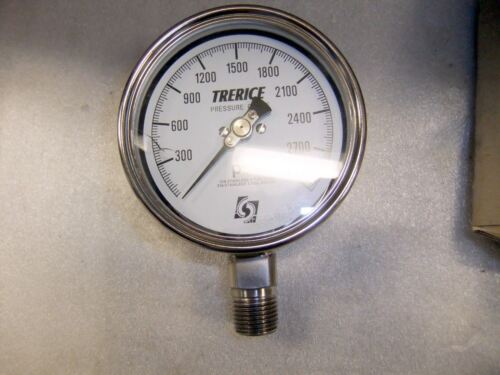 Trerice DB01024 700SS 4" Pressure Gauge 0-3000 psi 1/2NPT