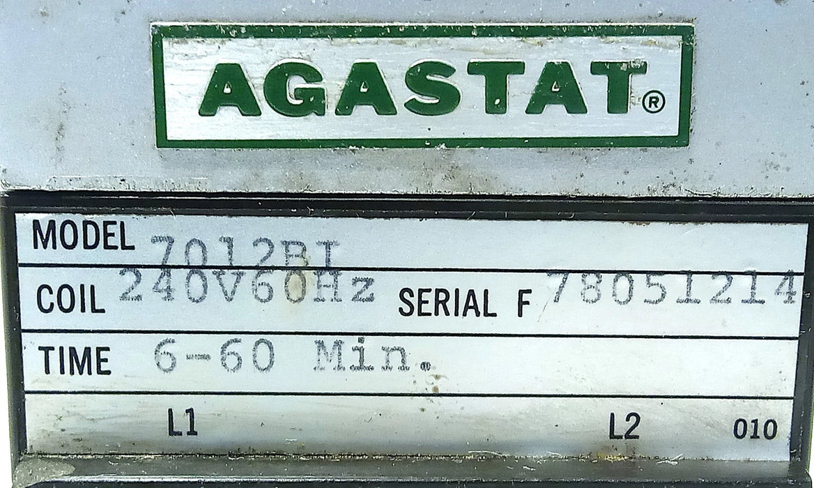 Agastat 7012BI 6-60 Minute Delay-On Time Delay Relay w/ 240 V AC Coil