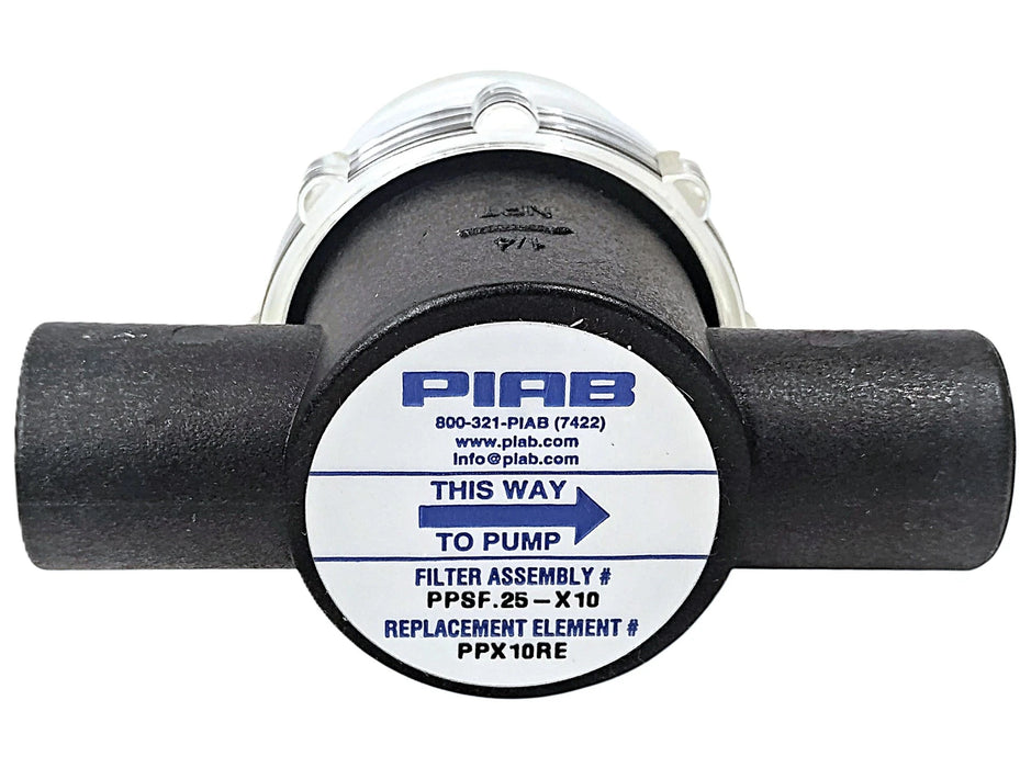 Piab PPSF.25-X10 10 Micron Vacuum Filter Assembly w/ 1/4 in NPT Ports