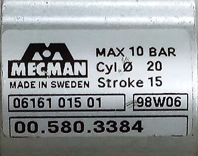 Heidelberg 00.580.3384 005803384 MECMAN Pneumatic Cylinder