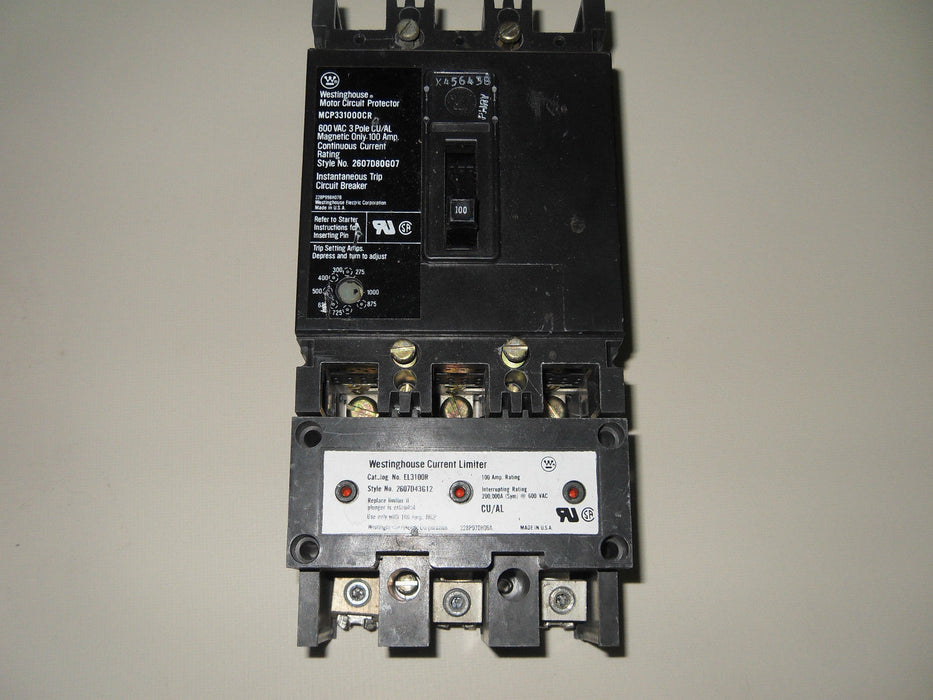 Westinghouse MCP331000CR Circuit Breaker W/ EL3100R Limiter