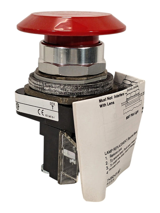 Allen-Bradley 800T-FXJ6D2 Series T 600 V AC/DC 10 A Jumbo Red Push/Pull Button